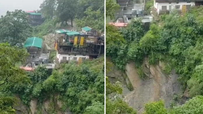 मसूरी में पहाड़ी दरकने से कई मकानों पर मंडराने लगा खतरा